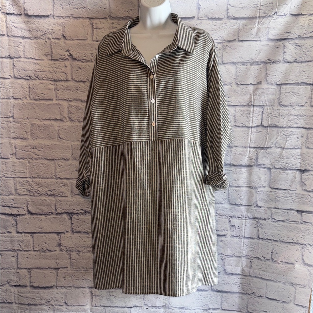 Cupshe Black and White Striped Long Sleeve Dress